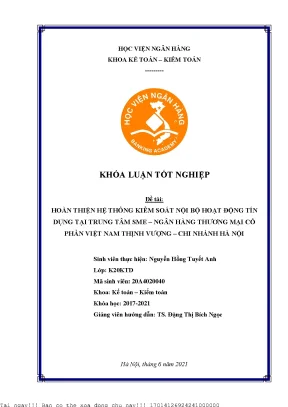 Hoàn thiện hệ thống kiểm soát nội bộ hoạt động tín dụng tại trung tâm sme ngân hàng tmcp việt nam thịnh vượng chi nhánh hà nội