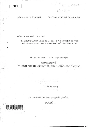 Xây dựng và đưa môn học về thành phố hồ chí minh vào chương trình đào tạo cán bộ công chức trên địa bàn bộ giáo án điện tử giảng thử nghiệm môn học về thành phố hồ chí minh cho cán bộ công chức