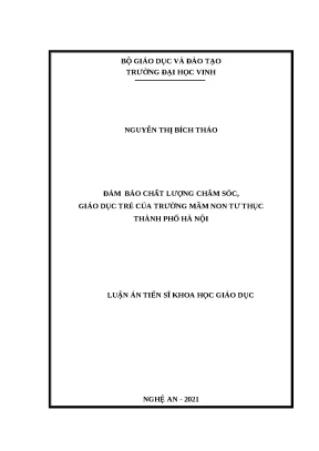 Luận án đảm bảo chất lượng chăm sóc giáo dục trẻ của trường mầm non tư thục thành phố hà nội