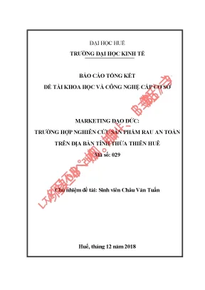 Marketing đạo đức trường hợp nghiên cứu sản phẩm rau an toàn trên địa bàn tỉnh thừa thiên huê