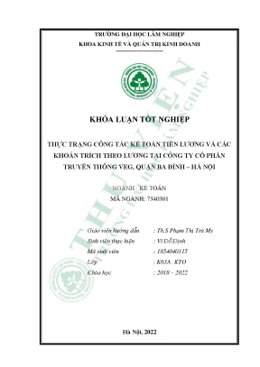 Thực trạng công tác kế toán tiền lương và các khoản trích theo lương tại công ty cổ phần truyền thông veg quận ba đình hà nội