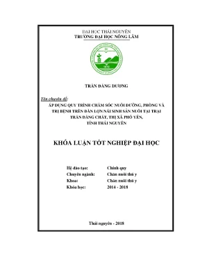 Khóa luận tốt nghiệp áp dụng quy trình chăm sóc nuôi dưỡng phòng và trị bệnh trên đàn lợn nái sinh sản nuôi tại trại trần đăng chất thị xã phổ yên tỉnh thái nguyên