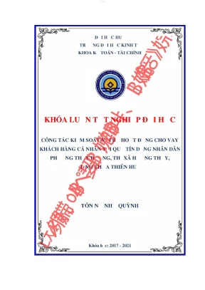 Công tác kiểm soát nội bộ hoạt động cho vay khách hàng cá nhân tại quỹ tín dụng nhân dân phường thủy dương thị xã hương thủy tỉnh thừa thiên huế