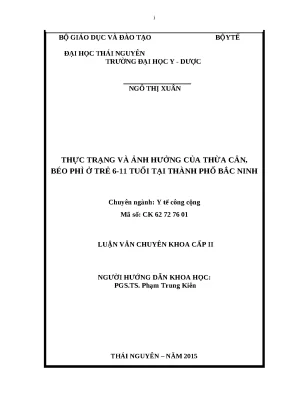 Luận văn thực trạng và ảnh hưởng của thừa cân béo phì ở trẻ 6 11 tuổi tại thành phố bắc ninh