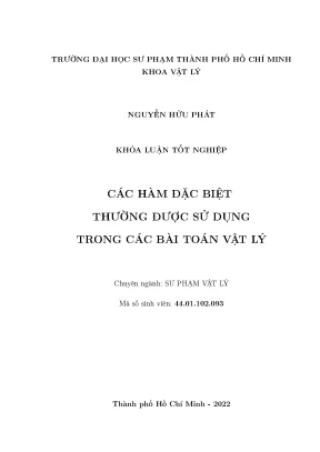 Các hàm đặc biệt thường được sử dụng trong các bài toán vật lý