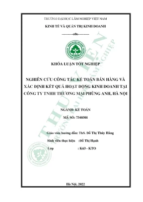 Nghiên cứu công tác kế toán hàng và xác định kết quả hoạt động kinh doanh tại công ty tnhh thương mại phùng anh hà nội