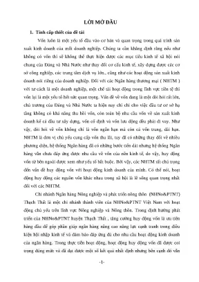 Luận văn tốt nghiệp giải pháp nâng cao hiệu quả huy động vốn tại nhnovà ptnông thôn huyện thạch thất