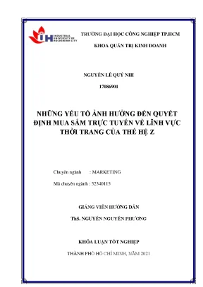 Những yếu tố ảnh hưởng đến quyết định mua sắm trực tuyến về lĩnh vực thời trang của thế hệ z