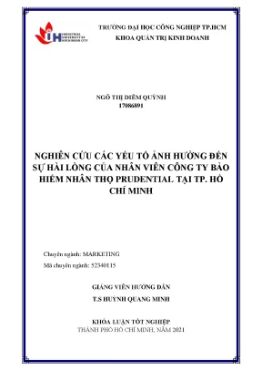 Nghiên cứu các yếu tố ảnh hưởng đến sự hài lòng của nhân viên công ty bảo hiểm nhân thọ prudential tại thành phố hồ chí minh
