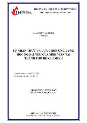 Sự nhận thức và lựa chọn ứng dụng học ngoại ngữ của sinh viên tại thành phố hồ chí minh