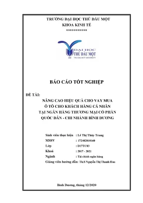 Khóa luận tốt nghiệp nâng cao hiệu quả cho vay mua ô tô cho khách hàng cá nhân tại ngân hàng thương mại cổ phần quốc dân ncb chi nhánh bình dương
