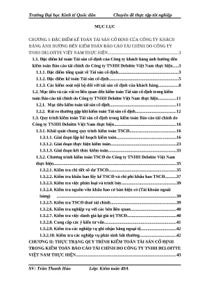 Luận văn thạc sĩ quy trình kiểm toán tài sản cố định trong kiểm toán báo cáo tài chính do công ty trách nhiệm hữu hạng deloitte việt nam thực hiện