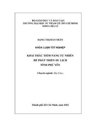 Khai thác tiềm năng tự nhiên để phát triển du lịch tỉnh phú yên
