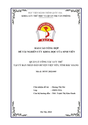 Quản lý công tác lưu trữ tại ubnd huyện việt yên tỉnh bắc giang
