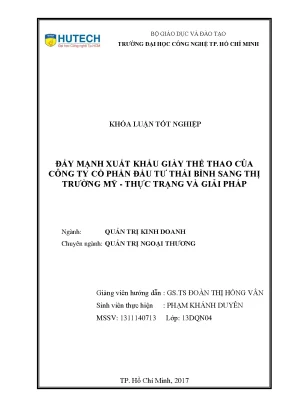 Khóa luận tốt nghiệp đẩy mạnh xuất khẩu giày thể thao của công ty cổ phần đầu tư thái bình sang thị trường mỹ thực trạng và giải phá