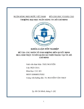 148 các nhân tố ảnh hưởng đến quyết định mua sắm trực tuyến quần áo thời trang tại tp hồ chí minh khóa luận đại học chuyên ngành quản trị kinh doanh 2023