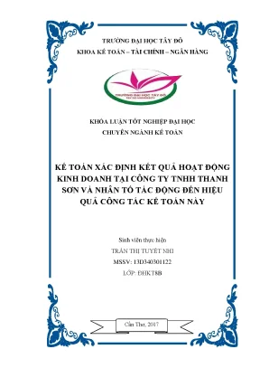 Khóa luận tốt nghiệp kế toán kế toán xác định kết quả hoạt động kinh doanh tại công ty tnhh thanh sơn và nhân tố tác động đến hiệu quả công tác kế toán này