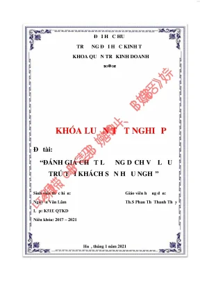 Đánh giá chất lượng dịch vụ lưu trú tại khách sạn hữu nghị