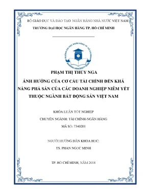 Khóa luận tốt nghiệp ảnh hưởng của cơ cấu tài chính đến khả năng phá sản của các doanh nghiệp niêm yết thuộc ngành bất động sản việt nam