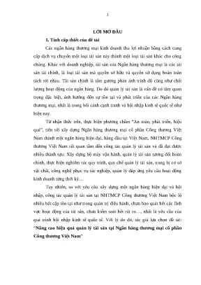 Luận văn tốt nghiệp nâng cao hiệu quả quản lý tài sản tại ngân hàng thương mại cổ phần công thương việt nam