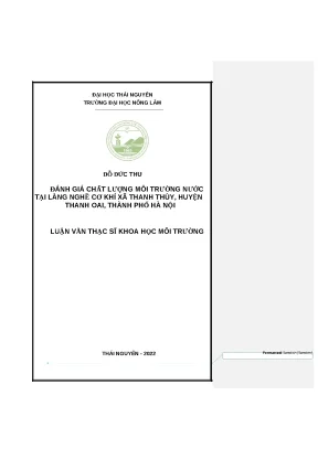Luận văn thạc sĩ đánh giá chất lượng môi trường nước tại làng nghề cơ khí xã thanh thùy huyện thanh oai thành phố hà nội