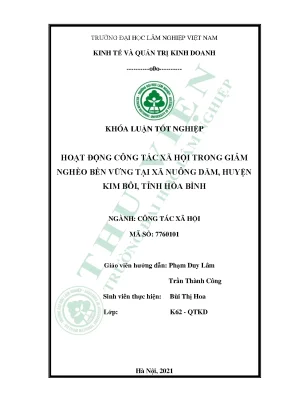 Hoạt động công tác xã hội trong giảm nghèo bền vững tại xã nuông dăm huyện kim bôi tỉnh hòa bình