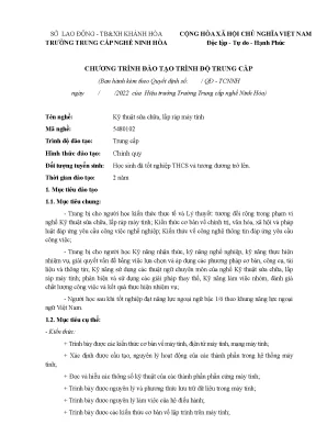 Kỹ thuật sửa chữa lắp ráp máy tính trường trung cấp nghề ninh hòa