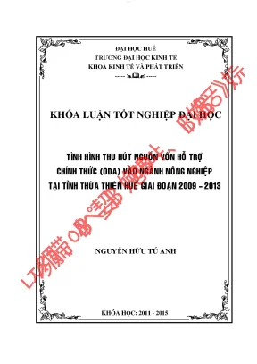 Tình hình thu hút nguồn vốn hỗ trợ chính thức oda vào ngành nông nghiệp tại tỉnh thừa thiên huế giai đoạn 2009 2013