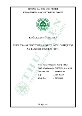 Thực trạng phát triển kinh tế nông nghiệp tại xã tả ngảo tỉnh lai châu