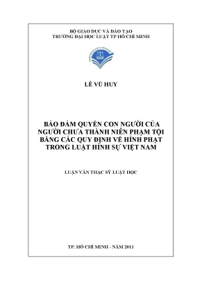 Bảo đảm quyền con người của người chưa thành niên phạm tội bằng các quy định về hình phạt trong luật hình sự việt nam