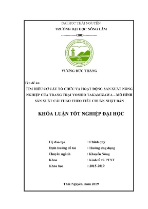 Khóa luận tốt nghiệp tìm hiểu cơ cấu tổ chức và hoạt động sản xuất nông nghiệp của trang trại yoshio takamizawa