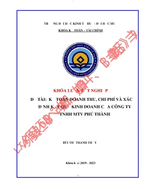Kế toán doanh thu chi phí và xác định kết quả kinh doanh tại công ty tnhh mtv phú thành
