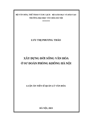 Luận án tiến sĩ xây dựng đời sống văn hóa ở sư đoàn phòng không hà nội