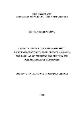 Luận án tiến sĩ ảnh hưởng hiệp đồng cùa lá sắn manihot esculenta crantz bã bia và than sinh học biochar lên sự sản sinh khí methane và năng suất thú nhai lại