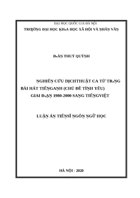 Luận văn nghiên cứu dịch thuật ca từ trong bài hát tiếng anh chủ đề tình yêu giai đoạn 1980 2000 sang tiếng việt