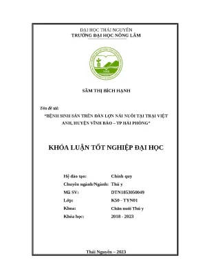 Luận văn bệnh sinh sản trên đàn lợn nái nuôi tại trại việt anh huyện vĩnh bảo thành phố hải phòng