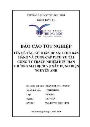 Kế toán doanh thu bán hàng và cung cấp dịch vụ tại công ty trách nhiệm hữu hạn thương mại dịch vụ xây dựng điện nguyên anh