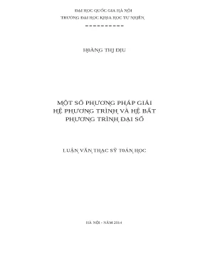 Luận văn thạc sĩ một số phương pháp giải hệ phương trình và hệ bất phương trình đại số lvts vnu
