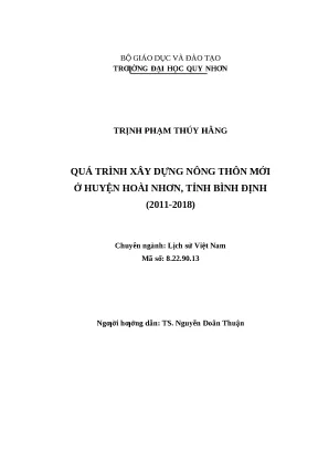 0576 quá trình xây dựng nông thôn mới ở huyện hoài nhơn tỉnh bình định 2011 2018 luận văn tốt nghiệp