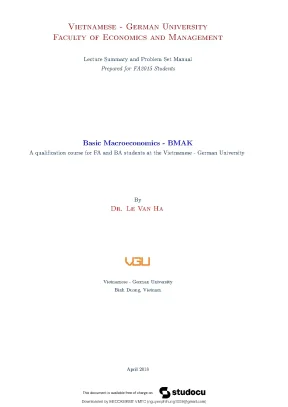 Basic macroeconomics bmaka qualification course for fa and ba students at the vietnamese german university dr le van ha