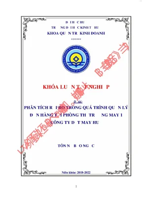 Phân tích rủi ro trong quá trình quản lý đơn hàng của phòng thị trường may 1 công ty cổ phần dệt may huế
