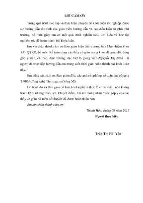 Thực trạng và một số giải pháp hoàn thiện kế toán tiền lương và các khoản trích theo lương tại công ty tnhh công nghệ thương mại sông mã