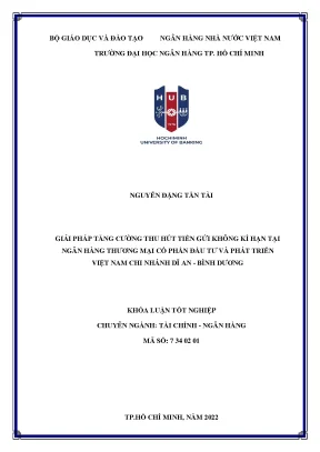 Giải pháp thu hút tiền gửi không kỳ hạn tại ngân hàng tmcp đầu tư và phát triển việt nam chi nhánh dĩ an bình dương