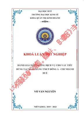 Đánh giá chất lượng dịch vụ cho vay tiêu dùng tại ngân hàng tmcp đông á chi nhánh huế