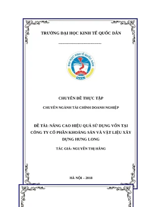 Luận văn nâng cao hiệu quả sử dụng vốn tại cty cp khoáng sản và vật liệu xây dựng hưng long