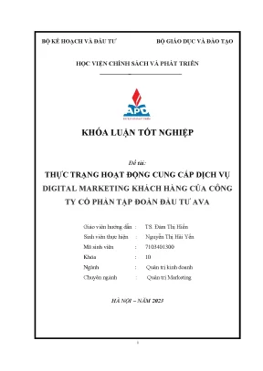 Khoá luận tốt nghiệp chuyên ngành quản trị marketing thực trạng hoạt động cung cấp dịch vụ digital marketing cho khách hàng của công ty cổ phần tập đoàn đầu tư ava