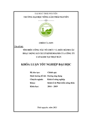 Tìm hiểu công tác tổ chức và điều hành các hoạt động sản xuất kinh doanh của công ty cataler tại nhật bản