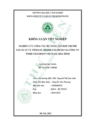 Nghiên cứu công tác kế toán tập hợp chi phí sản xuất và tính giá thành sản phẩm tại công ty tnhh cktgroup việt nam hòa bình
