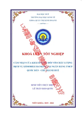 Cảm nhận của khách hàng đối với chất lượng dịch vụ izimobile banking tại ngân hàng tmcp quốc dân chi nhánh huế