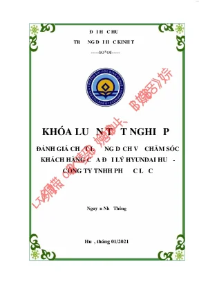Đánh giá chất lượng dịch vụ chăm sóc khách hàng của đại lý hyundai huế công ty tnhh phước lộc